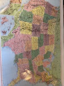 Vintage 80s United States Road Elevation Map Laminated 34x52