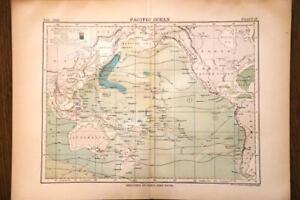 1885 Rare Antique Encyclopaedia Britannica Map Pacific Ocean Excellent Detail