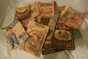 Set Of 16 Large Vintage Victorian Coffee Companies Advertisement Images