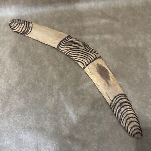Vintage Australian Aboriginal Hand Crafted Wooden Pokerwork Boomerang