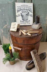 Old Primitive Victorian Vintage Style Advertising Wash Laundry Bucket Soap Sign