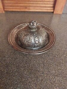 Vintage Reed And Barton Butter Cheese Dish Silver Plate Very Ornate Botanical