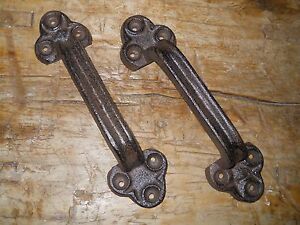 2 Large Cast Iron Antique Style Rustic Barn Handle Gate Pull Shed Door Handles