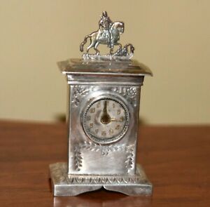 Antique Dollhouse Silver Grandfather Clock 13 Loth Germany 1800s