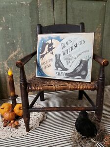 Vintage Retro Victorian Primitive Style Halloween Witch Shoes Advertising Sign