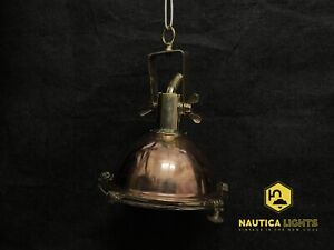 Nautical Steampunk Decor Copper Brass Hanging Bowl Pendant Light Fixture