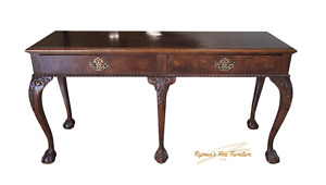 Sherrill Furniture Burled Chippendale Style Ball Claw Console Table