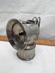 Antique Justrite Brass Miners Carbide Hat Lamp Light Mining Cap Lantern
