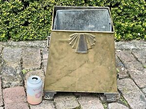 Antique Mission Arts Crafts Polished Brass Fireplace Coal Bucket Architecture