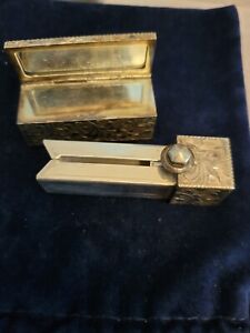 Vintage Sterling Silver 950 Lipstick Case With Mirror Floral Scrolled 1930s