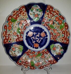 Antique Japanese Porcelain Imari Plate Edo Era Dish 12 Underglaze Blue