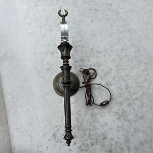 Vintage Antique Brass Bronze Double Socket Corded Wall Sconce Lamp