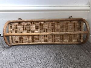 Vintage Colonial Beach Vibe Woven Cane Wicker Towel Rail 45 X 15 Cm Nicely Worn