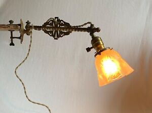 Rare Articulated Swivel Arm Early Electric Medical Lamp Clamp Bergmann Era 19thc