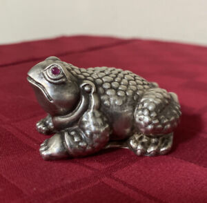 Antique Imperial Russian Faberge Jewelled 84 Silver Garnet Frog Figurine Exclnt
