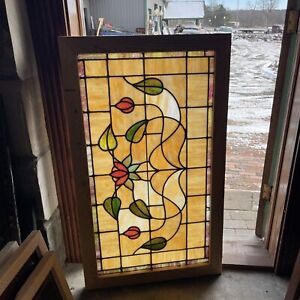 Sg4594 Antique Stained Glass Transom Window 26 5 X 45 