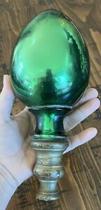 Green Mercury Glass Finial Antique Vintage Staircase Banister Newel Post