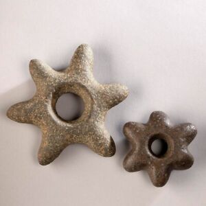 Two Chimu Six Pointed Star Mace Heads