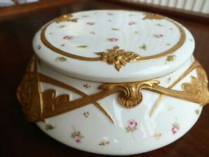 Superb Art Nouveau Porcelain Gilt Bronze Jewelry Box Signed Paul Louchet Paris