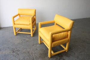 Pair Of Mid Century Modern Milo Baughman Style Parsons Club Chairs