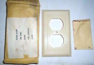 Ge Usa Dashed Lines Ivory Bakelite Outlet Plate Wall Box Cover Antique