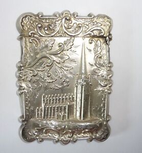 Antique Victorian Coin Silver Calling Card Case Trinity Church Ny As Is 