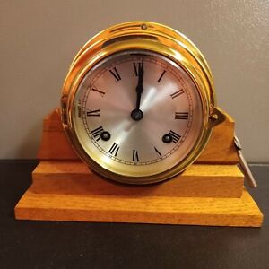 Vintage Brass Porthole Ship S Bell Clock