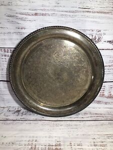 Wm William Rogers 272 Vintage Silver Plated 15 W X 3 4 H Round Serving Tray