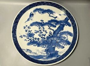 Old Imari Late Edo 1781 1867 Painting 40 X 6cm 16 X2 Large Plate 3672