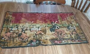 Old Vintage Tapestry Style Wall Hanging Ladies And Gentlemen Garden Party