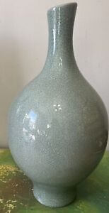 Vintage Chinese Ge Type Crackle Glaze Ceramic Vase Large Table Or Floor