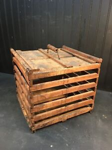 Primitive One Wooden Egg Carrier Crate 75 Eggs 13in X 11in X 13in