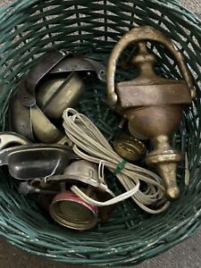Vintage Lot Lamp Home Fixture Parts Architectural Salvage Drawer Pulls Plates