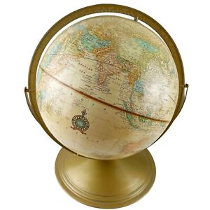 Vintage George Crams Imperial World Globe Replogle Globe C 1990s Ussr Gold Cream