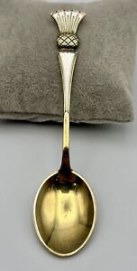 Vintage Thistle By Tostrup Sterling Enamel Vermeil Spoon 4 7 8 Norwegian