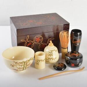 Chabako Wooden Storage Basket Box Tea Ceremony Utensils Sets T 0161
