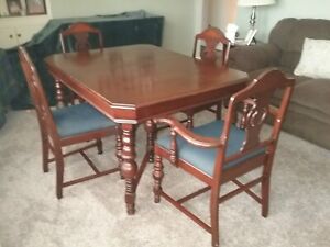 Antique Dining Room Set Table Chairs Buffet Hutch