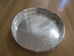 Amazing Antique Large Empire Style Very Ornate Silver Serving Tray