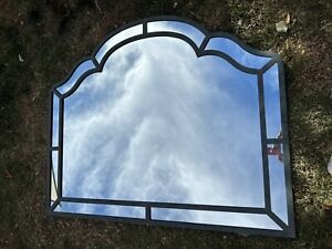 Antique Large Arched Vintage Metal Mirror With Patina