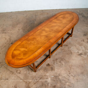 Mid Century Modern Coffee Table Walnut Burl Surfboard Cathedral Brutalist Mcm Vg