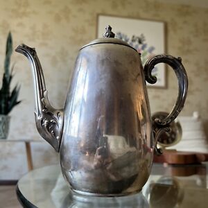 Wm Rogers Silver Plated Teapot Coffee Pot Hinged Lid Possibly 1930s