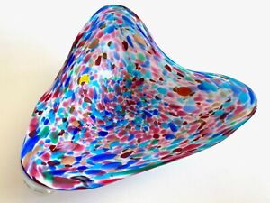 Mid Century Modern Italy Multicolor Confetti Murano Art Glass Biomorphic Bowl