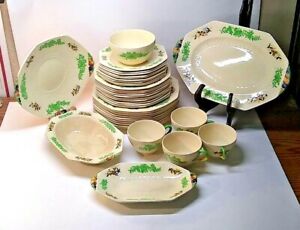 Royal Doulton Dinner Set Made In 1900s Rare 43 Piece Set Antq Gay Lady Pattern