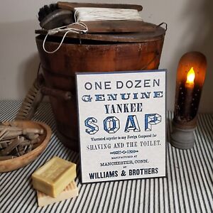 Old Deco Primitive Vintage Victorian Style Bathroom Yankee Wash Soap Shave Sign