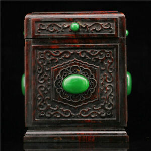 4 92 Exquisite Redwood Inlay Gem Handmade Jewelry Box Treasure Box