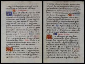 Handwriting Parchment Sheet From Stundenbuch Um 1500 Many Coloured Initalen 11 