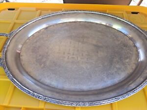 Vintage Camille Silver Co Large 24 Silver Plated W Handles Serving Tray