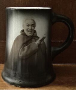 Vtg 1900s Warwick Ioga Laughing Monk Portrait Tankard Cup Mug