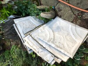 Vintage Shabby Chic 33 Tiles 24 Approx Tin Ceiling Tile Panels White Metal