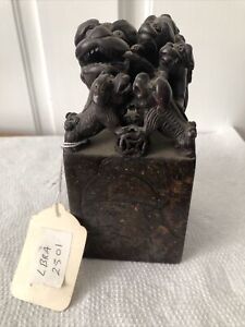 6 5 Old Chinese Shoushan Stone Carving Palace Foo Dogs Signet Stamp